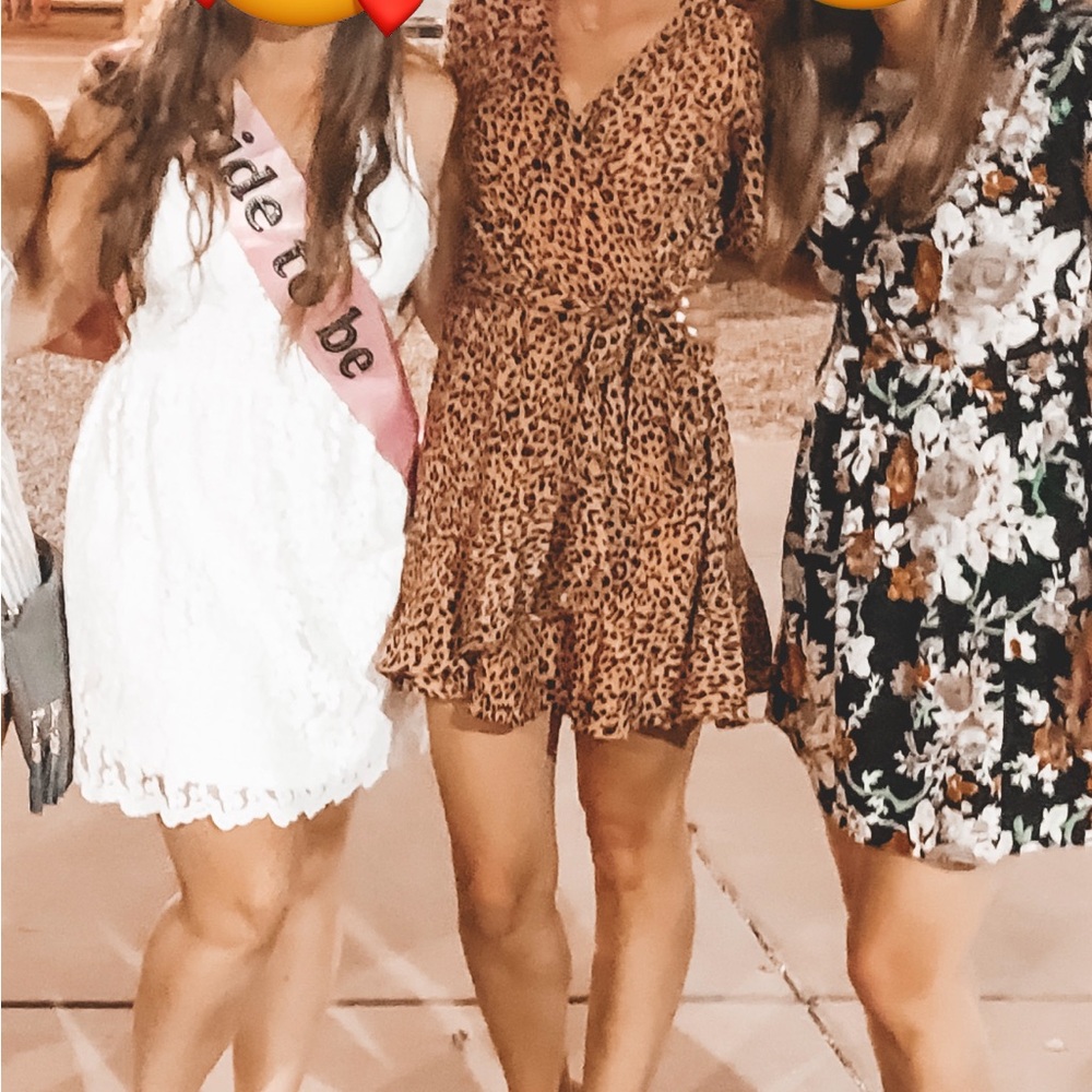 Leopard Print Faux Wrap Dress